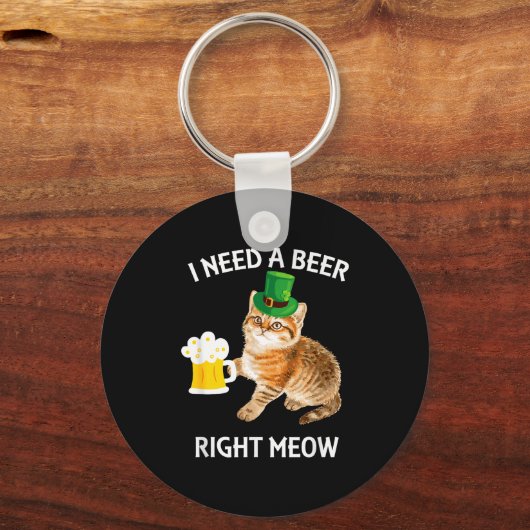 Funny Irish Beer Cat St Patricks Day Drinking With Sleutelhanger (Voorkant)