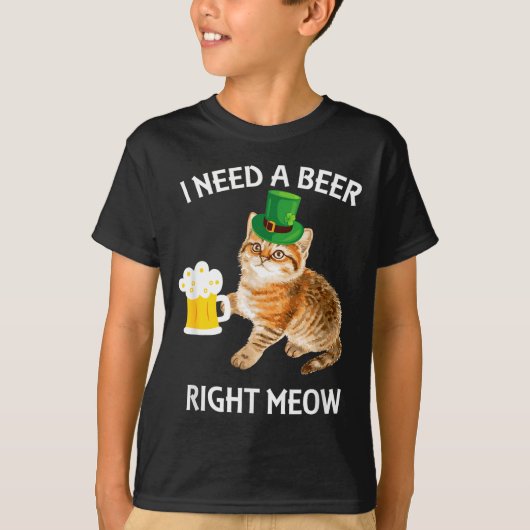 Funny Irish Beer Cat St Patricks Day Drinking With T-shirt (Voorkant)