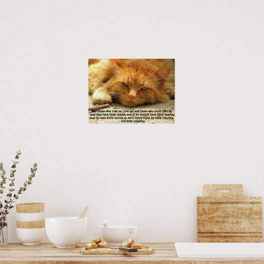Funny Irish Blessing with Smiling Kat Poster (Keuken)