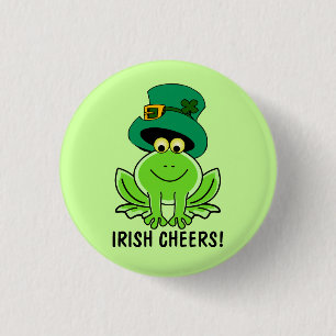 Funny Irish Cheers Cartoon Frog St. Patrick's Day Ronde Button 3,2 Cm