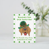 Funny Irish Dog Shamrock Pet Green Border Party Kaart (Staand voorkant)