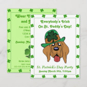 Funny Irish Dog Shamrock Pet Green Border Party Kaart (Voorkant / Achterkant)