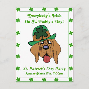 Funny Irish Dog Shamrock Pet Green Border Party Kaart