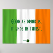 Funny Irish Drink Proverb Flag Shamrock Paddy Poster (Voorkant)
