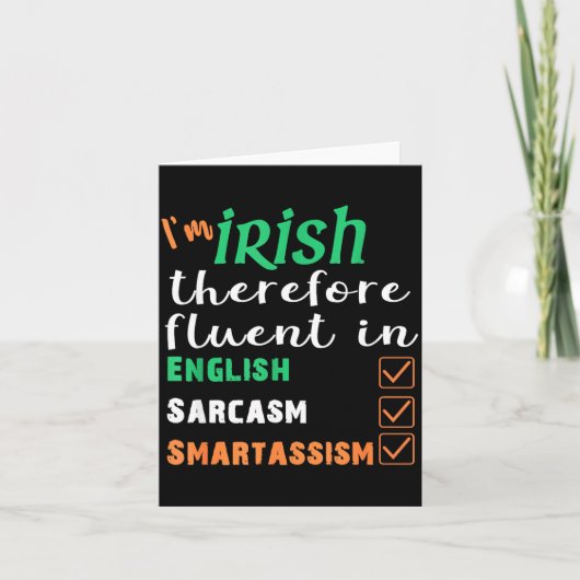 Funny Irish Fluent In Smart St Patricks Gift  Kaart (Voorkant)