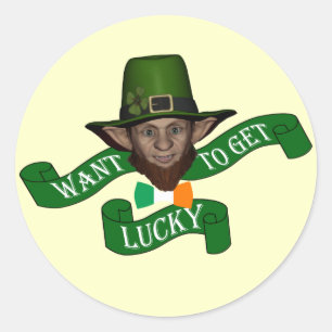Funny Irish Gelukkig leprechaun Ronde Sticker