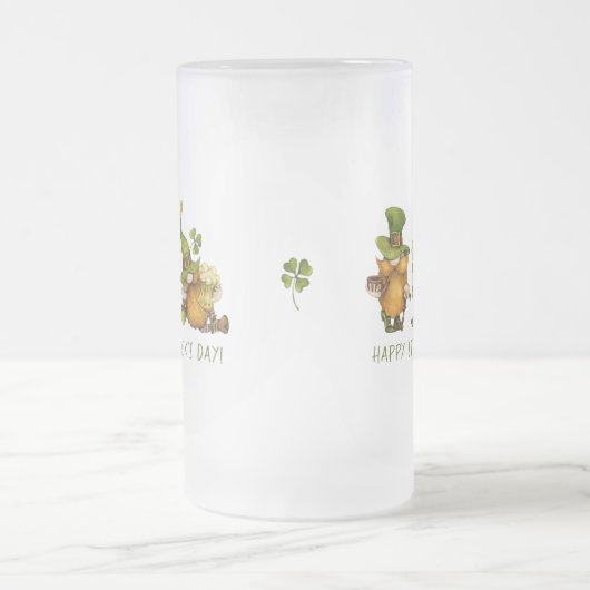 Funny Irish Gnomes Happy St Patrick's Day Matglas Bierpul (Center)