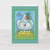 FUNNY IRISH HEN, GROENE EIEREN EN SHAMROCKS CUTE FEESTDAGEN KAART (Voorkant)