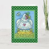 FUNNY IRISH HEN, GROENE EIEREN EN SHAMROCKS CUTE FEESTDAGEN KAART (Voorkant)