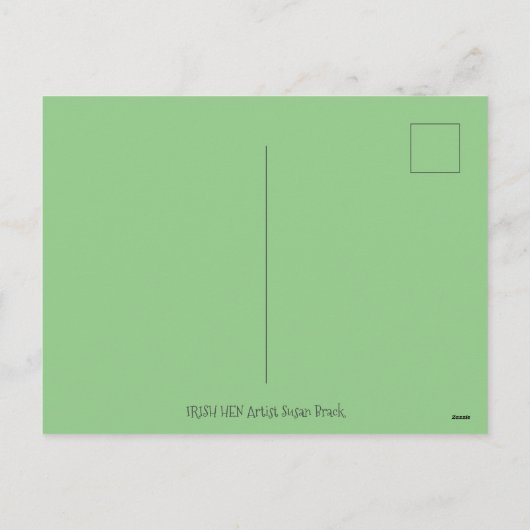 FUNNY IRISH HEN, GROENE EIEREN EN SHAMROCKS CUTE FEESTDAGENKAART (Achterkant)