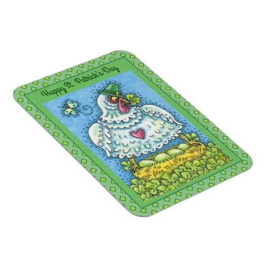 FUNNY IRISH HEN, GROENE EIEREN EN SHAMROCKS CUTE MAGNEET (Rechterzijde)