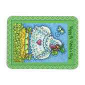 FUNNY IRISH HEN, GROENE EIEREN EN SHAMROCKS CUTE MAGNEET (Horizontaal)