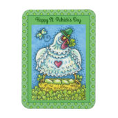 FUNNY IRISH HEN, GROENE EIEREN EN SHAMROCKS CUTE MAGNEET (Verticaal)