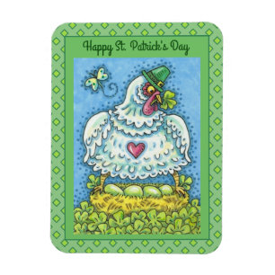 FUNNY IRISH HEN, GROENE EIEREN EN SHAMROCKS CUTE MAGNEET