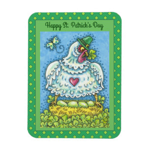 FUNNY IRISH HEN, GROENE EIEREN EN SHAMROCKS CUTE MAGNEET