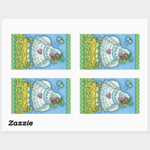 FUNNY IRISH HEN, GROENE EIEREN EN SHAMROCKS CUTE RECHTHOEKIGE STICKER