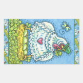 FUNNY IRISH HEN, GROENE EIEREN EN SHAMROCKS CUTE RECHTHOEKIGE STICKER (Voorkant)