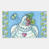 FUNNY IRISH HEN, GROENE EIEREN EN SHAMROCKS CUTE RECHTHOEKIGE STICKER (Voorkant)