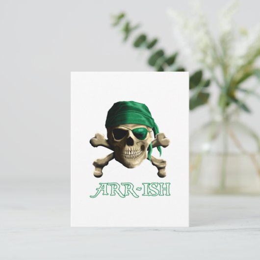 Funny Irish Jolly Roger Pirate Skull ARR-ISH Briefkaart (Staand voorkant)