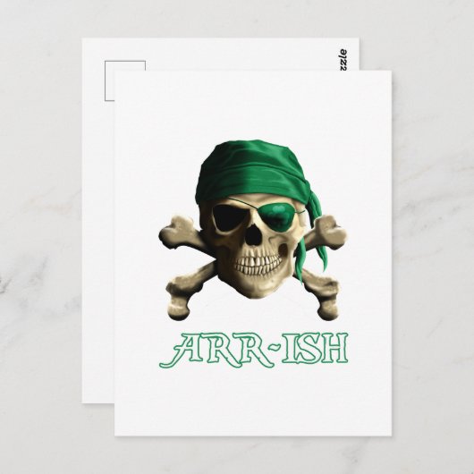 Funny Irish Jolly Roger Pirate Skull ARR-ISH Briefkaart (Voorkant / Achterkant)