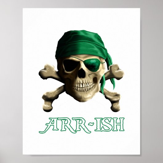 Funny Irish Jolly Roger Pirate Skull ARR-ISH Poster (Voorkant)