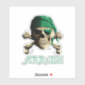Funny Irish Jolly Roger Pirate Skull ARR-ISH Sticker (Vel)