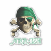 Funny Irish Jolly Roger Pirate Skull ARR-ISH Sticker (Voorkant)