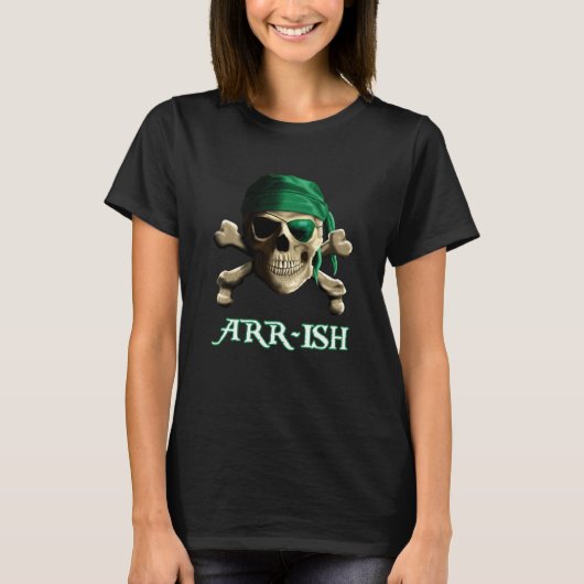 Funny Irish Jolly Roger Pirate Skull ARR-ISH T-shirt (Voorkant)