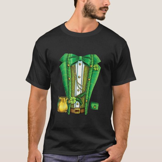 Funny Irish Leprechaun Costume Suit Tuxedo St Patr T-shirt (Voorkant)