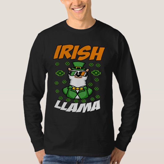 Funny Irish Llama Alpaca Face Cute St Patrick Day T-shirt (Voorkant)