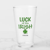 Funny Irish Luck Green Shamrock Personalized Beer Glas (Voorkant)