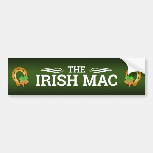 FUNNY IRISH MAC | WITTE tekst op GROENEN Bumpersticker (Voorkant)