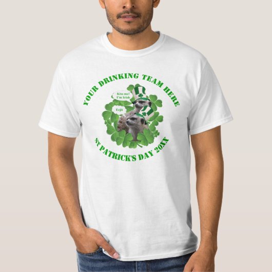Funny Irish merkat St Patrick's day drink team T-shirt (Voorkant)
