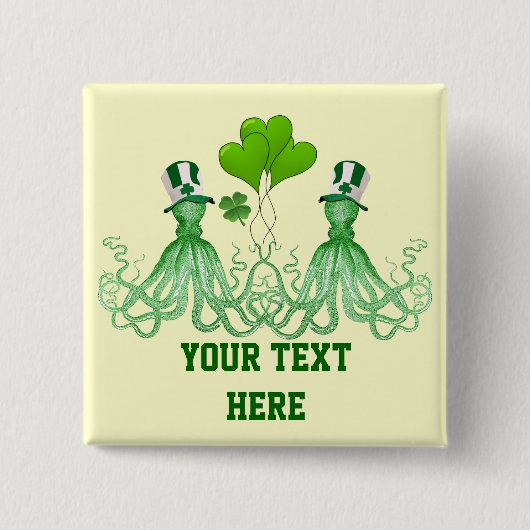 Funny Irish octopi St Patrick's day Vierkante Button 5,1 Cm (Voorkant)
