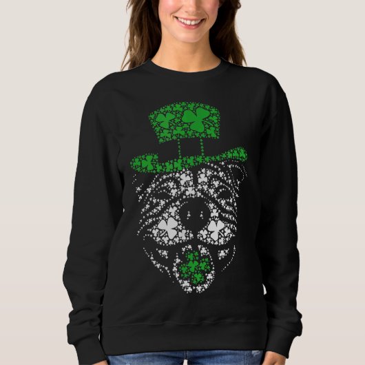 Funny Irish Pitbull Shamrocks Green Pet St Patrick Trui (Voorkant)