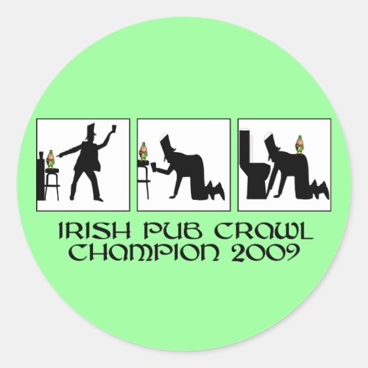 Funny Irish pub crawt Ronde Sticker (Voorkant)