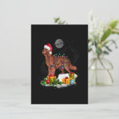 Funny Irish Setter Dog Christmas Lights Santa Hat  Kaart (Staand voorkant)