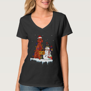 Funny Irish Setter Dog Kerstmis Snowman Xmas Ligh T-shirt