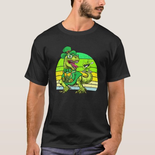 Funny Irish Shamrock Dinosaur St Patricks Day Todd T-shirt (Voorkant)