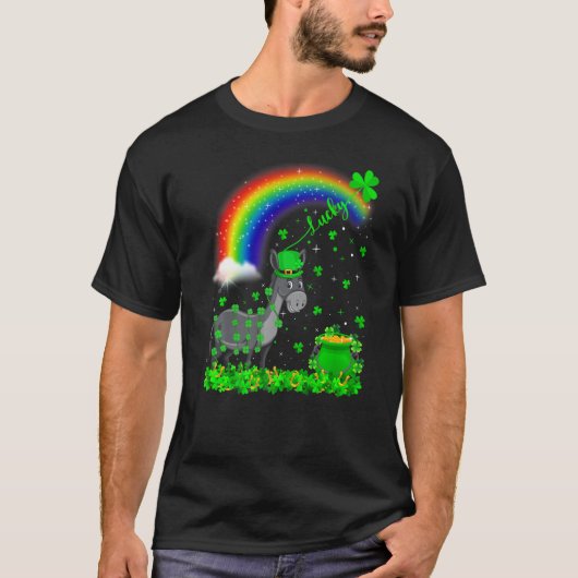 Funny Irish Shamrock Rainbow Lucky Mule St Patrick T-shirt (Voorkant)