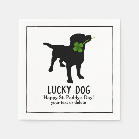 Funny Irish St. Patrick's Day Black Lab Lucky Dog Servetten (Voorkant)