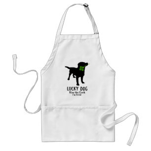 Funny Irish St. Patrick's Day Black Lab Lucky Dog Standaard Schort