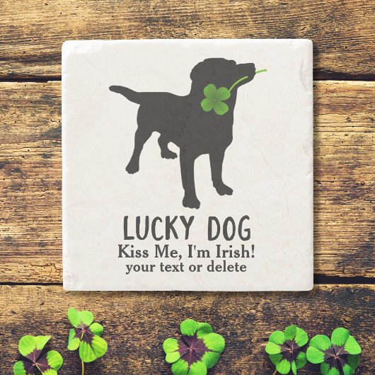 Funny Irish St. Patrick's Day Black Lab Lucky Dog Stenen Onderzetter