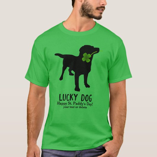 Funny Irish St. Patrick's Day Black Lab Lucky Dog T-shirt (Voorkant)