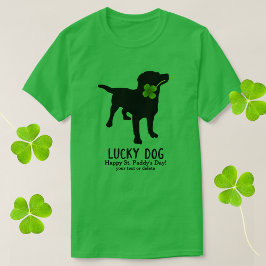 Funny Irish St. Patrick's Day Black Lab Lucky Dog T-shirt