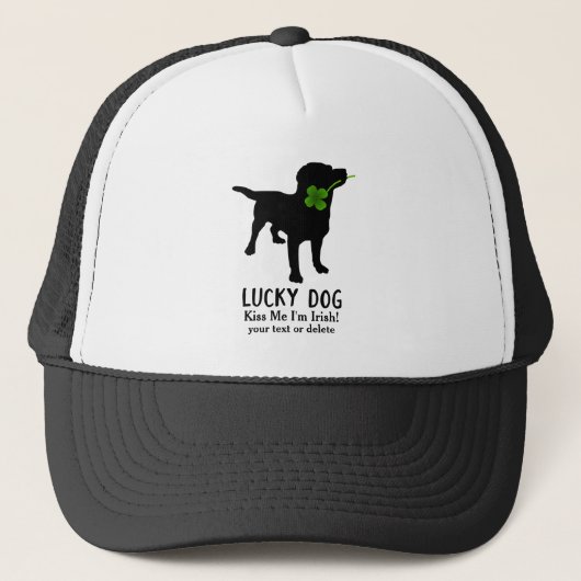 Funny Irish St. Patrick's Day Black Lab Lucky Dog Trucker Pet (Voorkant)