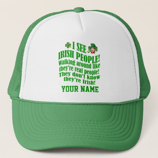 Funny Irish, St Patrick's day Trucker Pet (Voorkant)