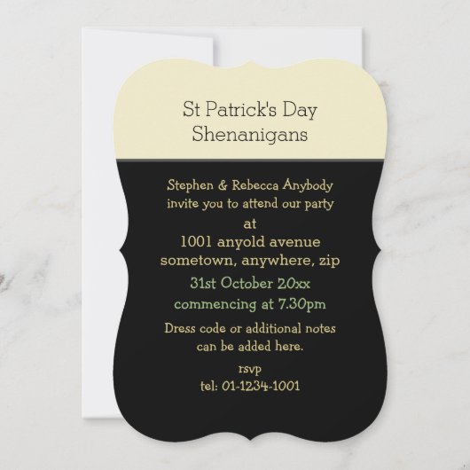 Funny Irish Stout Persoonlijke Uitnodiging (Achterkant)