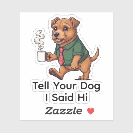 Funny Irish Terrier Dog Business Suit Coffee  Sticker (Vel)