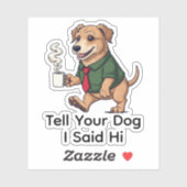 Funny Irish Wolfhound Dog Business Suit Coffee Sticker (Vel)